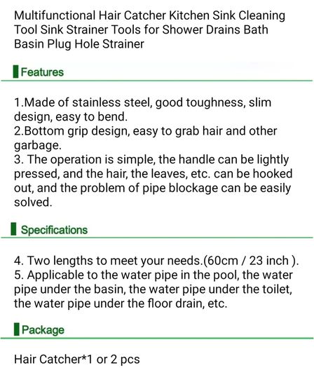Bathroom Spring Pipe Dredging Tools Kitchen Sink Cleaning Hair Catcher Hair Clog Remover Grabber for Shower Drains Bath Basin