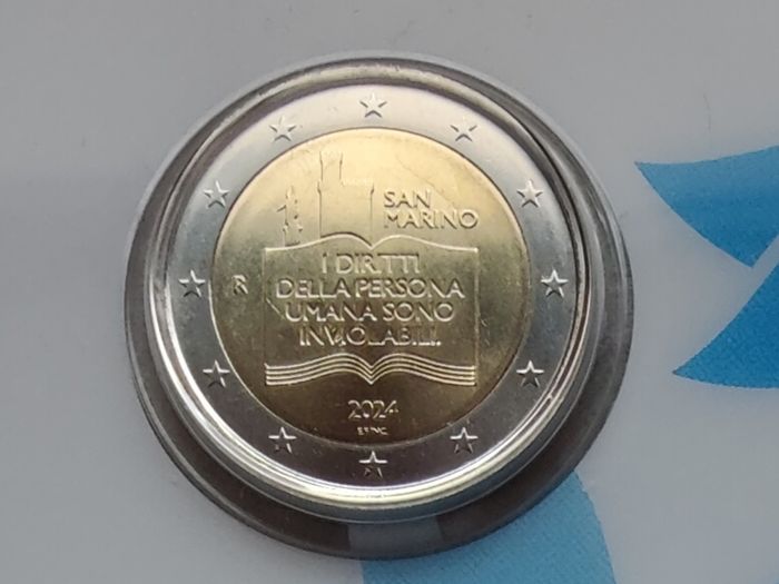 San Marino 2 Euro Base Metals Brilliant Uncirculated Coin 2024 - 50th Anniversary of the Declaration of the Rights of Citizens and Fundamental Principles of the San Marino Constitution