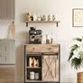 Cabinet with Sliding Door Storage Cabinet, Kitchen Cupboard with Sliding Door, Open Compartment, Adjustable Shelf, Industrial, for Hallway, Living Room, Kitchen, Study, Vintage Brown-Black, Image 6