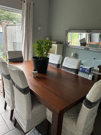 Table and six chairs
