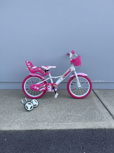Girls 16" Unicorn Bike with stabilisers, by Dino Bikes