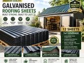 12 Pack Corrugated Metal Roofing Sheets 129 x 45 cm Galvanised Roof Panels 7 m2 Coverage