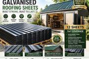 12 Pack Corrugated Metal Roofing Sheets 129 x 45 cm Galvanised Roof Panels 7 m2 Coverage