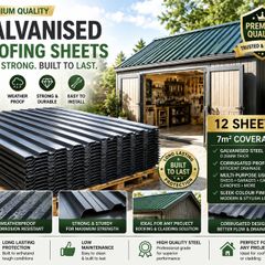 12 Pack Corrugated Metal Roofing Sheets 129 x 45 cm Galvanised Roof Panels 7 m2 Coverage