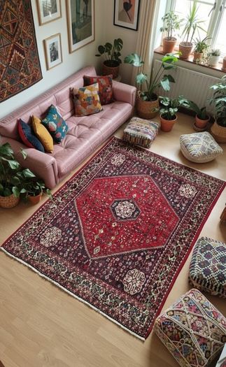Colourful Persian Abadeh Matching Persian Rug and Persian Runner Carpet