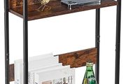 Narrow Side Table with Storage Shelf, 3 Tier Slim End Table Modern Sofa Table for Narrow and Small Spaces, 24.6 Inch Height Bedside Table Small Nightstand with Magazine Rack Space Saving-Brown (FREE SHIPPING)