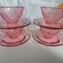 vintage glass teacups, pink glass, pink cups Image 2