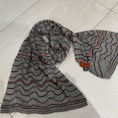 Designer Missoni wool/mohair/viscous grey pink and black zigzag pattern scarf BRAND NEW