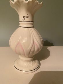 25th anniversary Belleek 8 inch  lotus vase