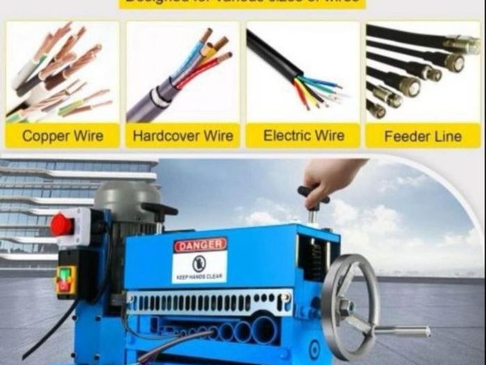 Electric Wire Stripping Machine 370W 1.5mm-40mm Cable Stripper Peeling W/ 11 Channels & 10 Blades Removing Plastic 220v new