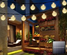 Solar Garden Lights Outdoor Waterproof, 50LED 7M/23Ft Solar Fairy Lights, Crystal Ball Lights with 8 Modes, Decorative Lighting for Home, Yard, Patio, Party, Wedding, Christmas