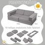 10-Pieces Kids Play Sofa, Corduroy Modular Toddler Chair Couch for Playroom, Fold Out Foam Couch for Girls Boys, Convertible Armchair Children Sectional Playset, Light Grey Image 2