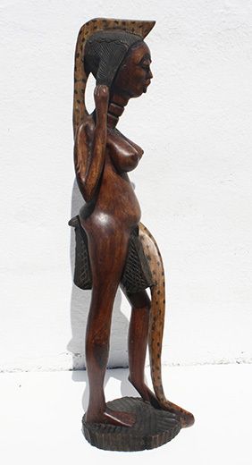 Handcrafted African Wooden Woman Sculpture