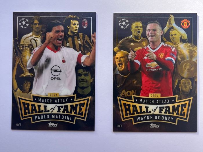 Topps Match Attax 2024/25, #HOF Chrome Inserts 1,5 Wayne Rooney, Paolo  Maldini, Gold Edge Set and 100 Club set