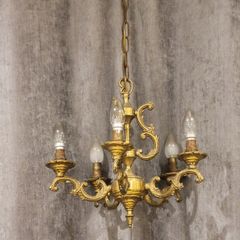 Old Victorian Style Brass 5 Arm Chandelier Light