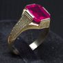 Luxury Vintage Art Deco Style 14K Gold Mens Unisex Ruby Ring Image 3
