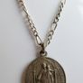 Antique Religious Large  Pendant. Saint Virgin Mary & Jesus Christ Child and  chain Image 2