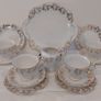 Fabulous Vintage Royal Tara Fine Bone China 14 Piece Breakfast Teaset for Four in a Beautiful Gilt Feathery Repeat Pattern, no. 947 Image 3