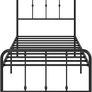 Florence Single Bed 80 x 190 cm-Frame with Metal Headboard and Footboard-Height 35 cm-Slatted Base Included-Storage Compartment Below-Black Image 10