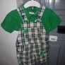 baby boys green checkered dungarees and polo Image 3