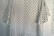 H&amp;M white blouse polka dot print black size 10 EU 36