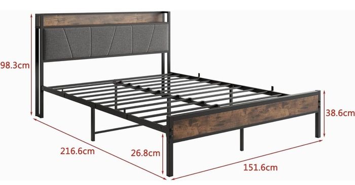 King Size Bed Frame with Wooden Storage