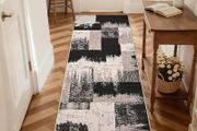 Rugs Living Room 80x150cm, Area Rugs for Bedroom, Anti-Slip Soft Large Rugs Faux Wool Geometric Style Modern Washable Easy Clean Carpets Durable Runner for Room Hotel Home Brown