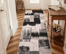 Rugs Living Room 80x150cm, Area Rugs for Bedroom, Anti-Slip Soft Large Rugs Faux Wool Geometric Style Modern Washable Easy Clean Carpets Durable Runner for Room Hotel Home Brown