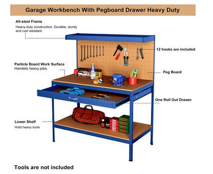 Steel Garage Work Bench Tool Box Workbench Storage