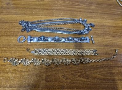 3 Vintage Bracelets and Necklace