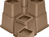 8 Piece Premium Adjustable Furniture Risers (4 High and 4 Short) - Heavy Duty Riser with Strong Space saving - Bed Riser, Table Riser, Chair or Sofa Riser (3 to 8 Inch) - (Brown)