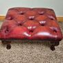 Vintage Chesterfield Queen Anne Leather Footstool Oxblood Red Image 3