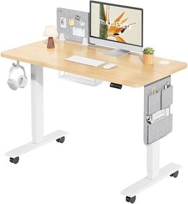 Electric Standing Desk 100x60cm with Cable Tray, Hook and Storage Pocketse