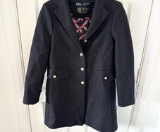 Zara Manteco Wool Mix Black Coat Medium