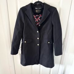 Zara Manteco Wool Mix Black Coat Medium