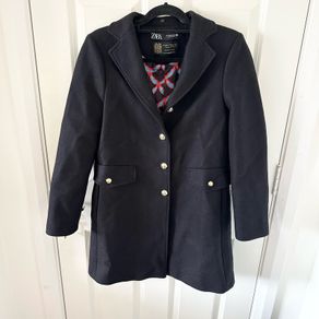 Zara Manteco Wool Mix Black Coat Medium