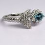 Sterling silver (Sz: T or P) Lagoon Apatite & White Zircon Fancy Ring in Rhodium Overlay Sterling Silver 1.25 Ct. Image 2