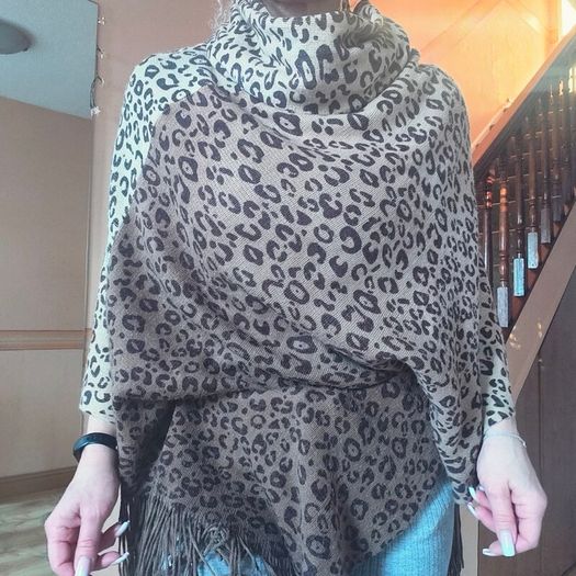 Leopard Print Poncho, ONE SIZE