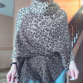 Leopard Print Poncho, ONE SIZE