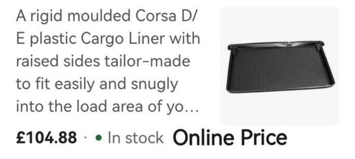 Opel Corsa Boot Liner