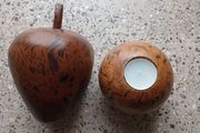 Wooden carved Apple and tea candle stand