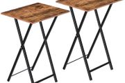 _Set of 2 Side Tables, Folding Tray Tables, Serving Tables, Snack Tables, Industrial Style, Coffee Tables, TV Trays for Small Spaces, Easy to Assemble, Sturdy