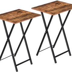 _Set of 2 Side Tables, Folding Tray Tables, Serving Tables, Snack Tables, Industrial Style, Coffee Tables, TV Trays for Small Spaces, Easy to Assemble, Sturdy