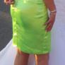 Fancy bright green satin dress with crystals Image 3
