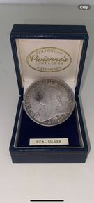 1893 Queen Victoria Silver Crown  Veiled Head   St. George & Dragon Design
