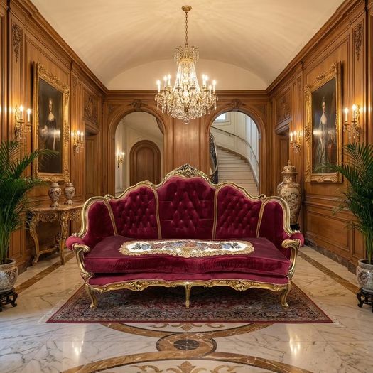 Large red with gold 3 seater nice and in good condition fully restored to a high quality  Reduced price to sell