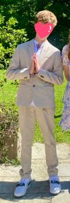 H&M Boys Linen Blend 2-Piece Suit Beige Age 13-14 Years
