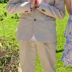 H&M Boys Linen Blend 2-Piece Suit Beige Age 13-14 Years