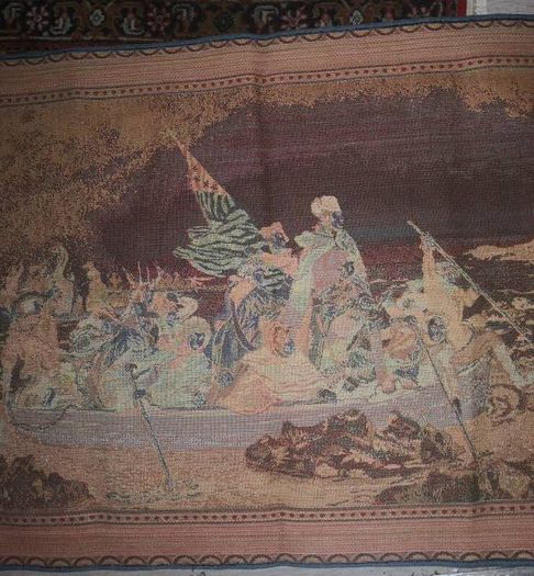 Historical scene tapestry with G. Washington