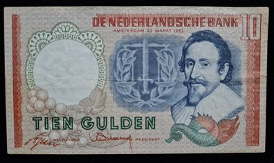 Netherlands 10 Gulden 1953 Banknote